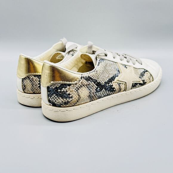 Vintage Havana Shoes Womens 7.5 White Gold Snake Print Star Low Top Sneakers - Picture 8 of 13